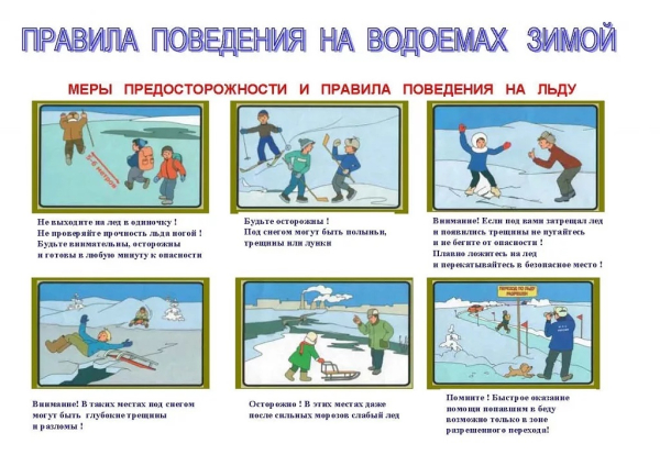 Правила поведения на водоемах зимой